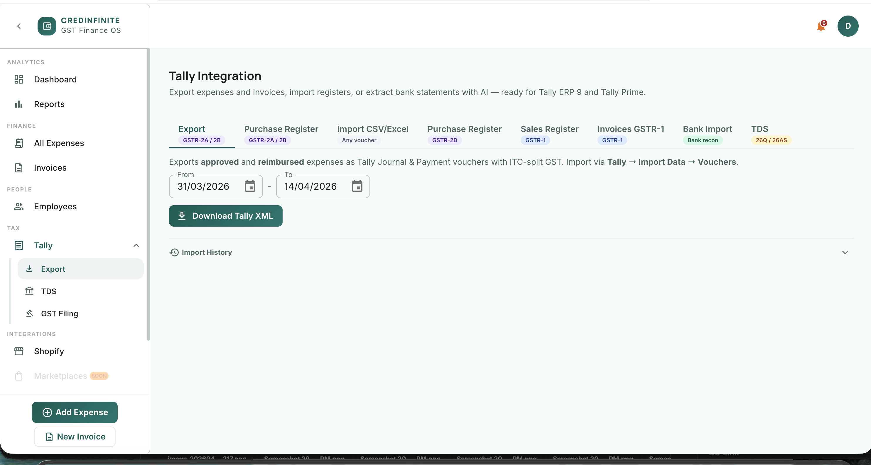 Tally export and GST compliance page